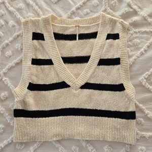 Free People Black and Cream Knit Vest
